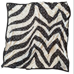 Coach Black and Grey Signature Silk Zebra 18” Square Scarf